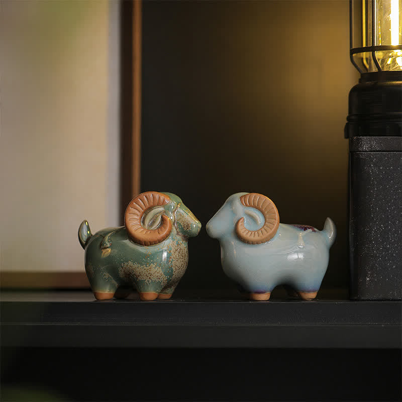 Buddha Stones Ceramiczny chiński znak zodiaku Baran Dobrobyt Uroczy wystrój zwierzęcy ze szkliwa zmieniającego się w piecu - image 18