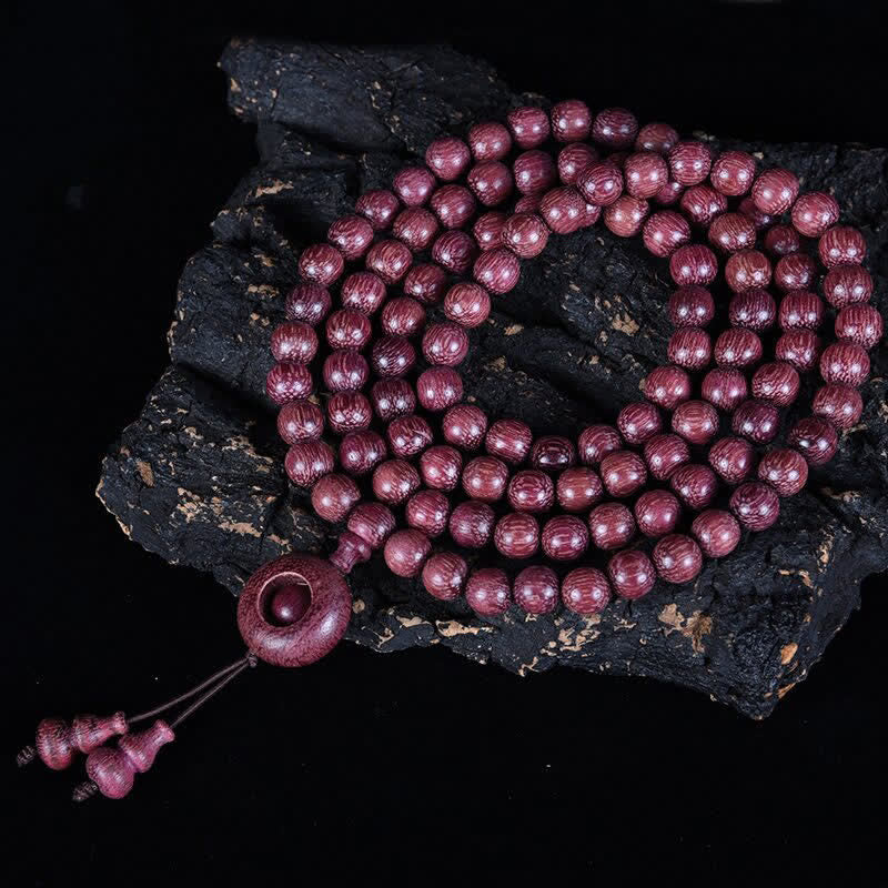 Buddha Stones Naturalna tykwa Peltogyne 108 koralików Mala - Okrągła klamra - 8 mm - image 15