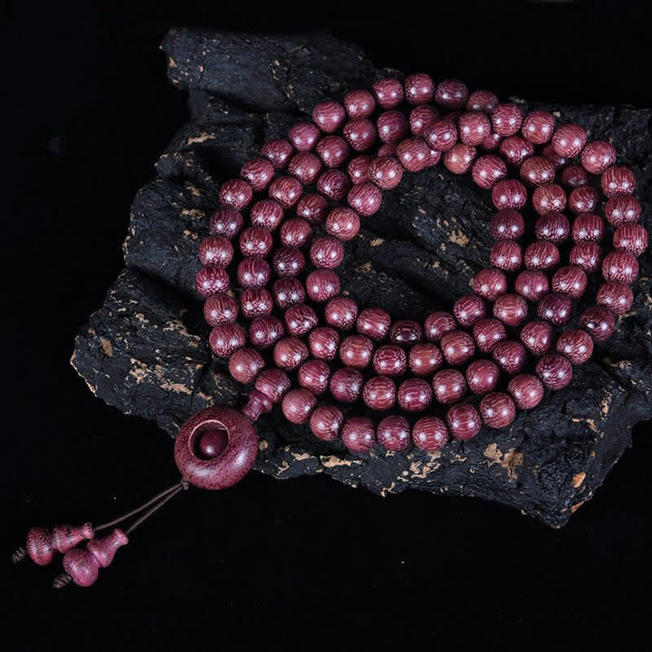 Buddha Stones Naturalna tykwa Peltogyne 108 koralików Mala - Okrągła klamra - 8 mm - image 15