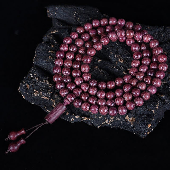 Buddha Stones Naturalna tykwa Peltogyne 108 koralików Mala - Staw bambusowy - 8 mm - image 12