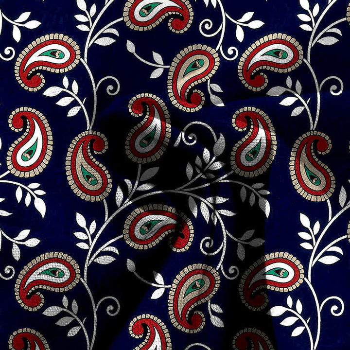 Buddha Stones Spodnie damskie z szerokimi nogawkami i elastyczną talią, wzorem paisley, z bawełny i lnu, z kieszeniami - image 3