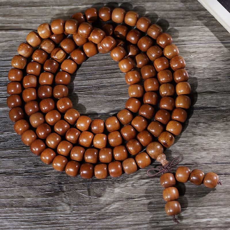 Buddha Stones Naturalne drewno jujube 108 Koralik Mala - Drewno Jujube (Odwaga ♥ Siła) - image 0