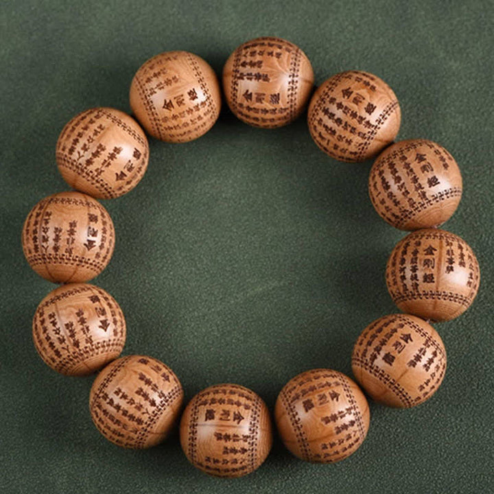 Buddha Stones Bransoletka z naturalnego drewna abelia biflora Heart Sutra Om Mani Padme Hum - image 8