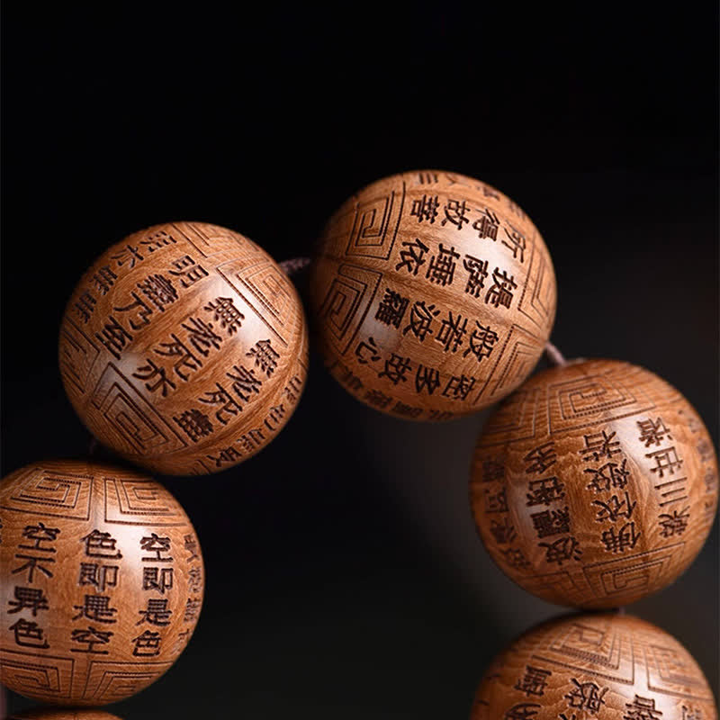 Buddha Stones Bransoletka z naturalnego drewna abelia biflora Heart Sutra Om Mani Padme Hum - image 16