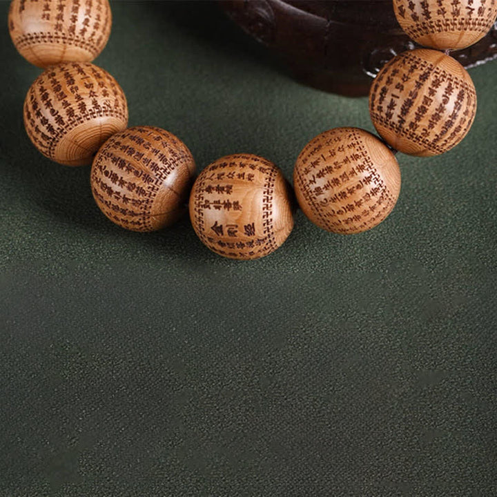 Buddha Stones Bransoletka z naturalnego drewna abelia biflora Heart Sutra Om Mani Padme Hum - image 13