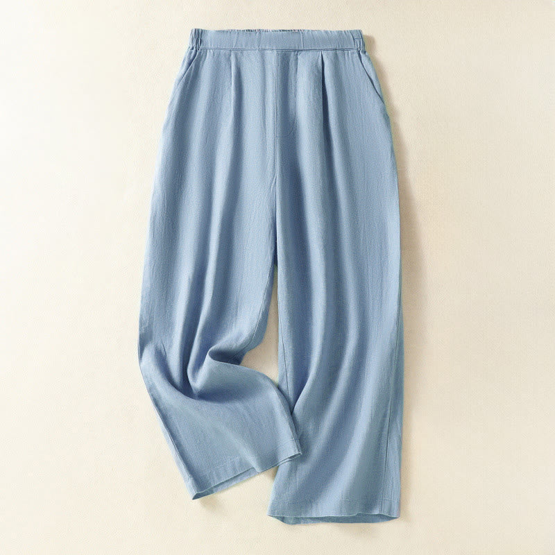Buddha Stones Spodnie damskie Capri wiosenne i letnie, proste, minimalistyczne, z kieszeniami - PowderBlue - US8-10, UK/AU12-14, EU40-42 (2XL) - image 0