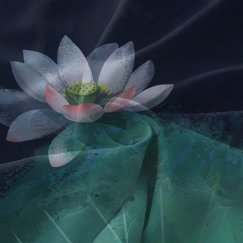 Buddha Stones Letnia, swobodna, damska sukienka midi bez rękawów z kieszeniami i wzorem Lotus Pond - image 3