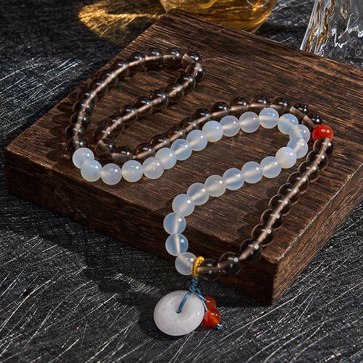 Buddha Stones Bransoletka z zapięciem Peace Buckle Serenity Multi Wrap z obsydianu lodowego i białego chalcedonu - image 3
