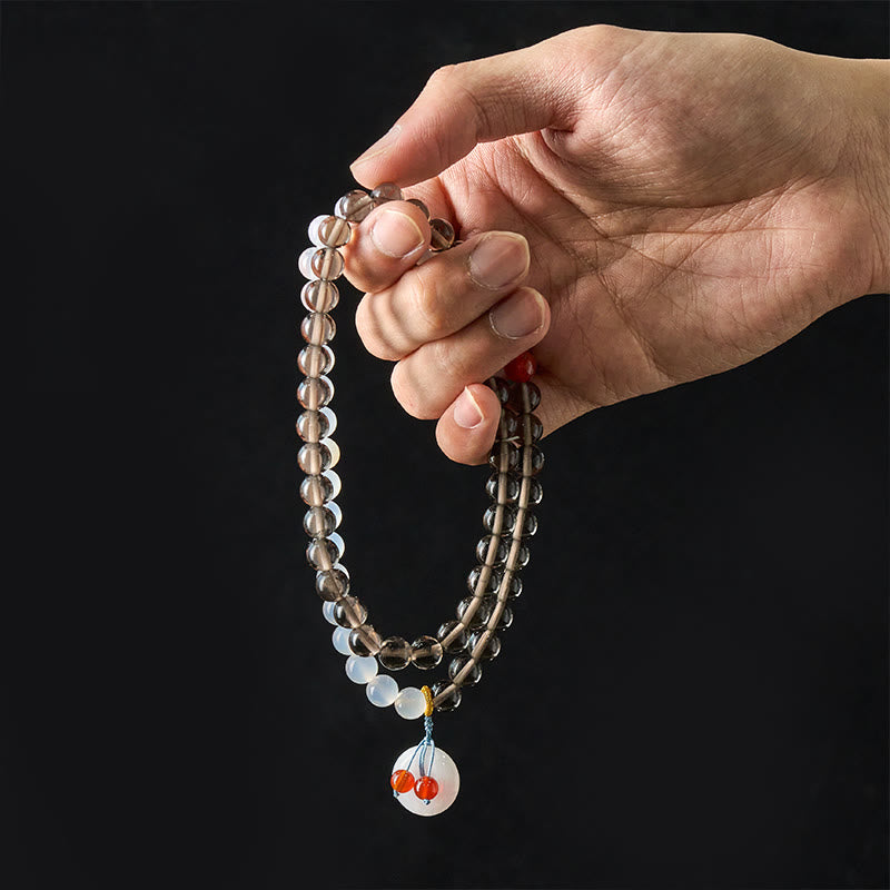 Buddha Stones Bransoletka z zapięciem Peace Buckle Serenity Multi Wrap z obsydianu lodowego i białego chalcedonu - image 8