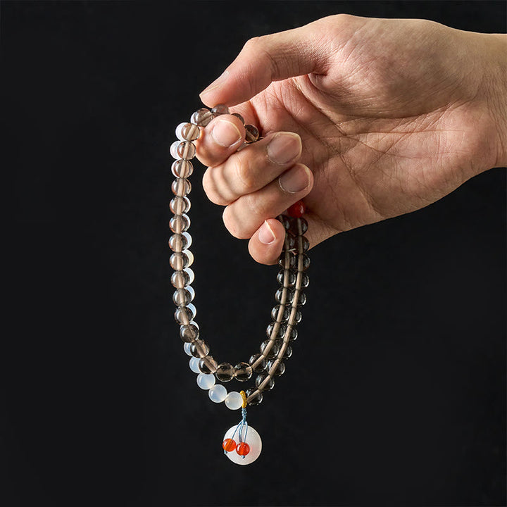 Buddha Stones Bransoletka z zapięciem Peace Buckle Serenity Multi Wrap z obsydianu lodowego i białego chalcedonu - image 8