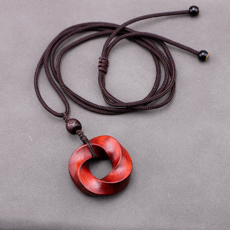 Buddha Stones Naszyjnik z wisiorkiem z czerwonego drzewa sandałowego Infinite Knot Eternity Rope - image 6