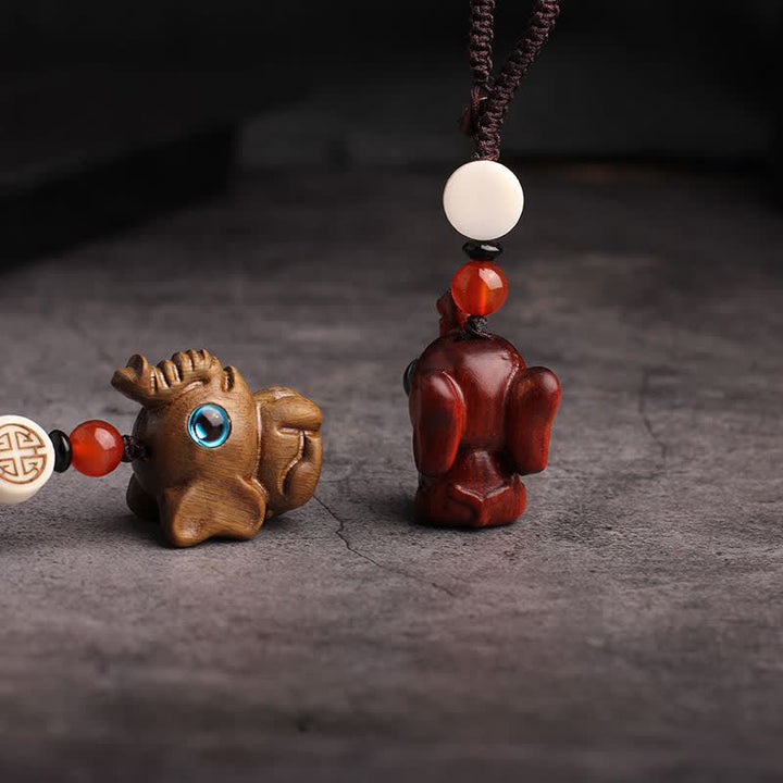 Buddha Stones Breloczki plecione z motywem zielonego drzewa sandałowego i słonia STRENGTH - image 11