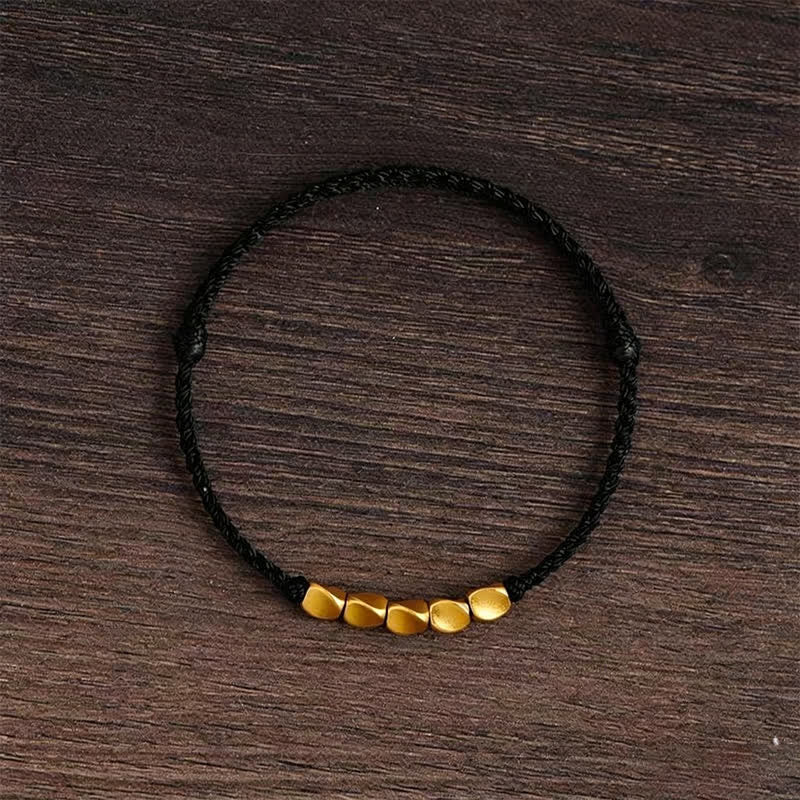 Buddha Stones Ręcznie tkana, regulowana bransoletka ochronna z czerwonych sznurków i skręconych koralików - Czarny sznurek - image 12