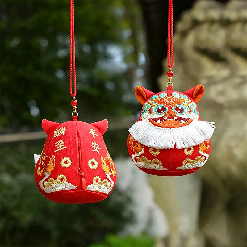 Buddha Stones Szczęśliwy Pi Xiu Qilin Smok Lis Bogactwo Uroczy Dekor Zwierzęcy - Czerwony Qilin - image 8