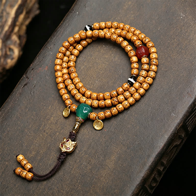 Buddha Stones Gwiazda Księżyc Bodhi Nasiona Lisa Tybetański Ręcznie Robiony Mala z 108 Koralikami - Styl A - Nasiono Bodhi Gwiazdy Księżyca (Mądrość ♥ Wewnętrzny spokój) - image 0