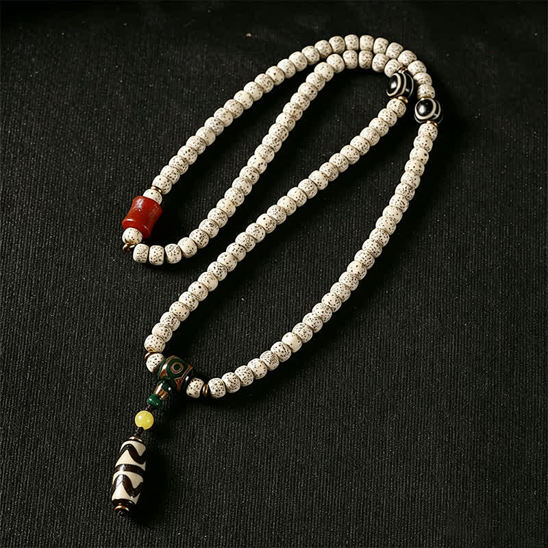 Buddha Stones Koralik mądrości z nasion bodhi gwiazdy księżyca, dzi, ręcznie tkany tybetański, 108 koralików mala - image 4