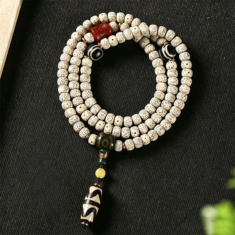 Buddha Stones Koralik mądrości z nasion bodhi gwiazdy księżyca, dzi, ręcznie tkany tybetański, 108 koralików mala - Nasiono Bodhi Gwiazdy Księżyca (Mądrość ♥ Wewnętrzny spokój) - image 0