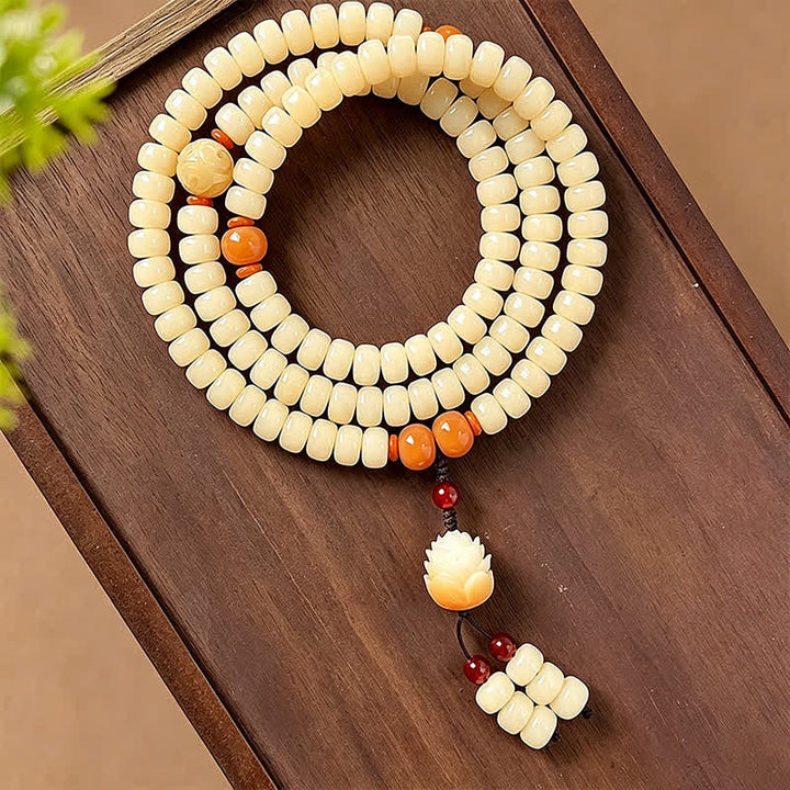 Buddha Stones Wisiorek z korzenia lotosu Bodhi, czystość 108 koralików, ręcznie polerowany, okrągły Mala - Tabletka Bead - Nasiono Bodhi (Przebudzenie ♥ Mądrość) - image 13