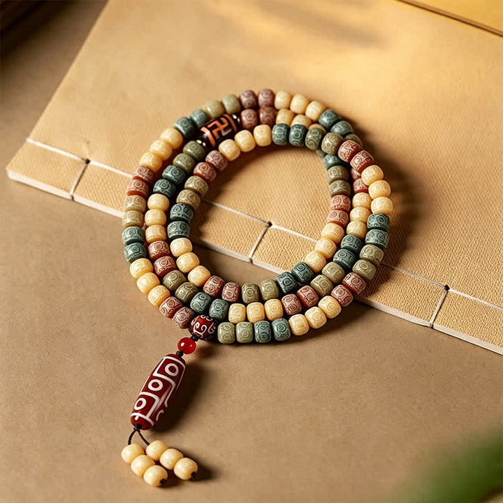 Buddha Stones Bodhi Seed Hand-Woven Peace Vintage Mala z 108 koralikami - image 1