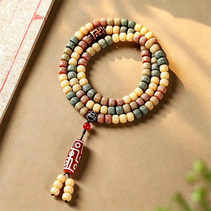 Buddha Stones Bodhi Seed Hand-Woven Peace Vintage Mala z 108 koralikami - Nasiono Bodhi (Przebudzenie ♥ Mądrość) - image 0