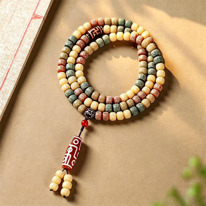 Buddha Stones Bodhi Seed Hand-Woven Peace Vintage Mala z 108 koralikami - Nasiono Bodhi (Przebudzenie ♥ Mądrość) - image 0
