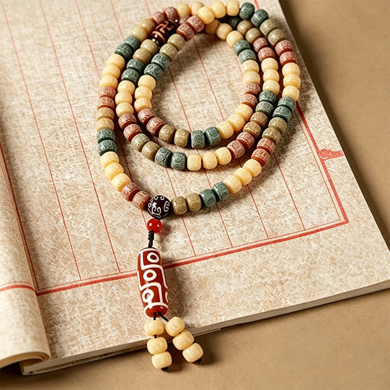 Buddha Stones Bodhi Seed Hand-Woven Peace Vintage Mala z 108 koralikami - image 3