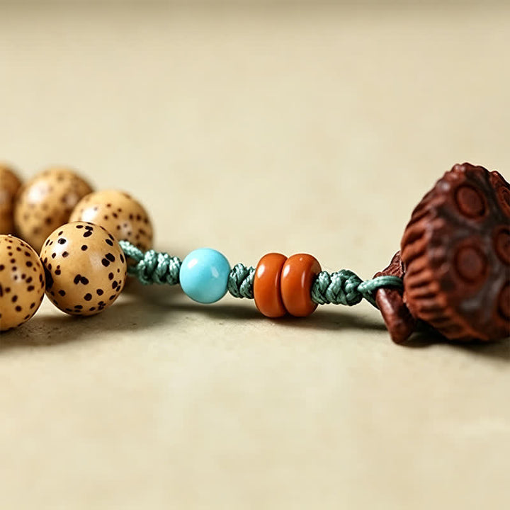 Buddha Stones Gwiazda Księżyc Bodhi Nasiona Lotosu Pod Ręcznie Robiona Mądrość Okrągła Mala 108 Koralików - image 17