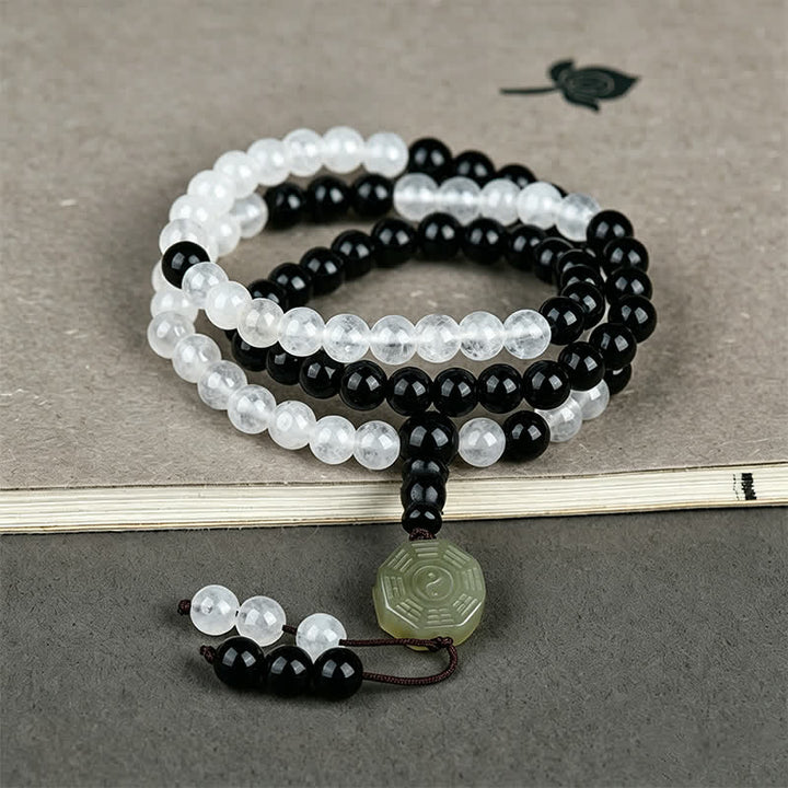 Buddha Stones Bransoletka ochronna Bagua z czarnego obsydianu z ręcznie wykonanymi koralikami - image 3
