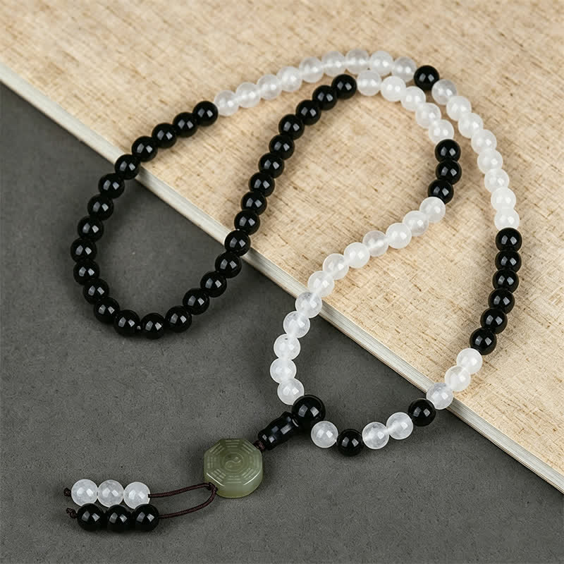 Buddha Stones Bransoletka ochronna Bagua z czarnego obsydianu z ręcznie wykonanymi koralikami - Bagua (Równowaga ♥ Harmonia) - image 0
