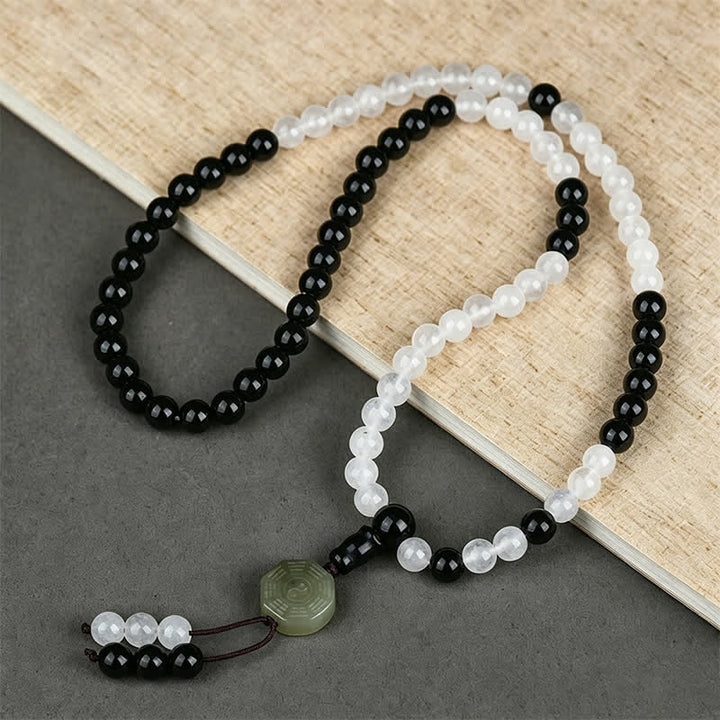 Buddha Stones Bransoletka ochronna Bagua z czarnego obsydianu z ręcznie wykonanymi koralikami - Bagua (Równowaga ♥ Harmonia) - image 0