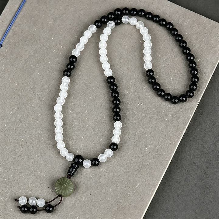 Buddha Stones Bransoletka ochronna Bagua z czarnego obsydianu z ręcznie wykonanymi koralikami - image 1