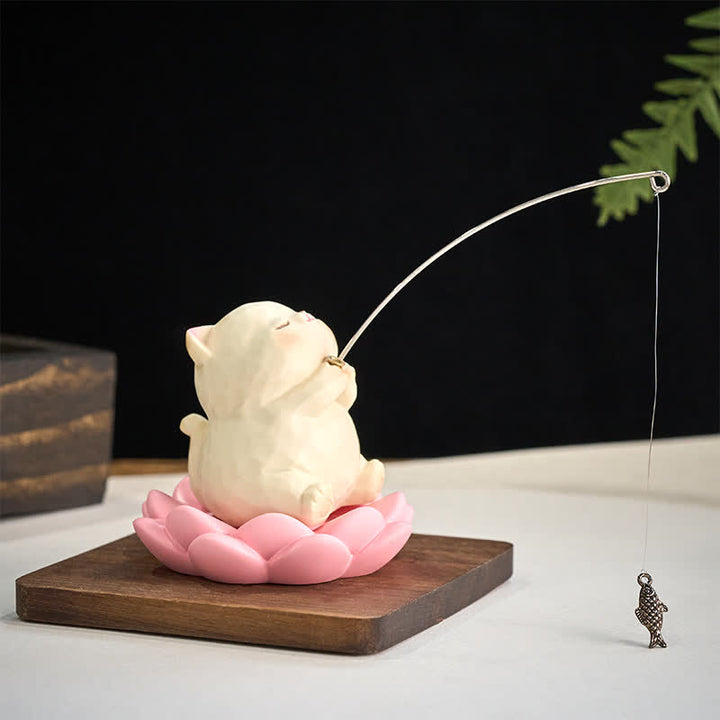 Buddha Stones Żywiczny Lotos Nowe Początki Uroczy Zwierzątko Dekoracja Biurka Wędkarskiego - image 4