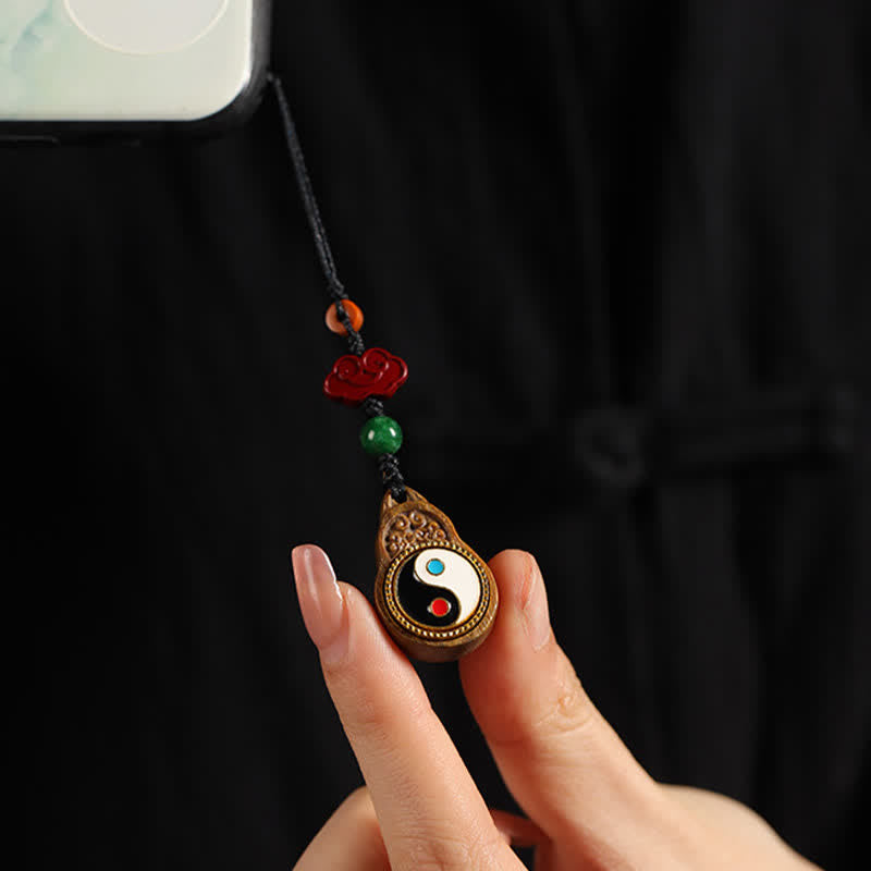 Buddha Stones Zielona tykwa sandałowa Bagua Yin Yang z ochroną telefonu, dekoracja - Zielone drzewo sandałowe (medytacja ♥ uzdrawianie) - image 13