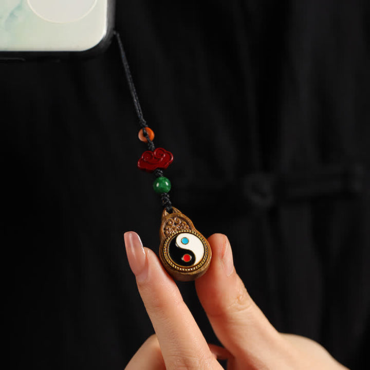 Buddha Stones Zielona tykwa sandałowa Bagua Yin Yang z ochroną telefonu, dekoracja - Zielone drzewo sandałowe (medytacja ♥ uzdrawianie) - image 13
