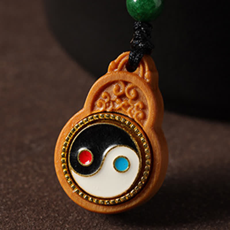 Buddha Stones Zielona tykwa sandałowa Bagua Yin Yang z ochroną telefonu, dekoracja - image 10