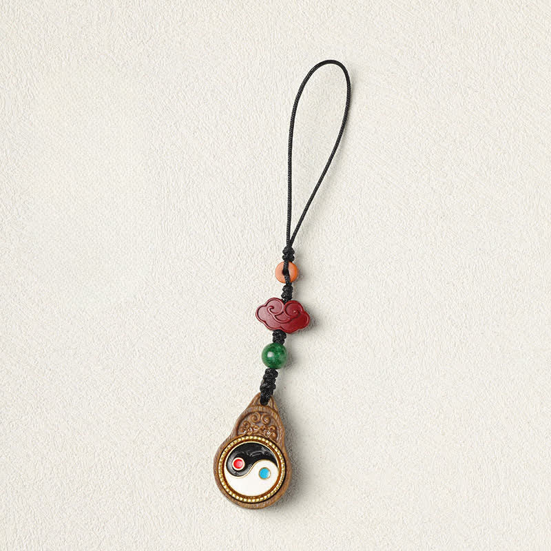Buddha Stones Zielona tykwa sandałowa Bagua Yin Yang z ochroną telefonu, dekoracja - image 16