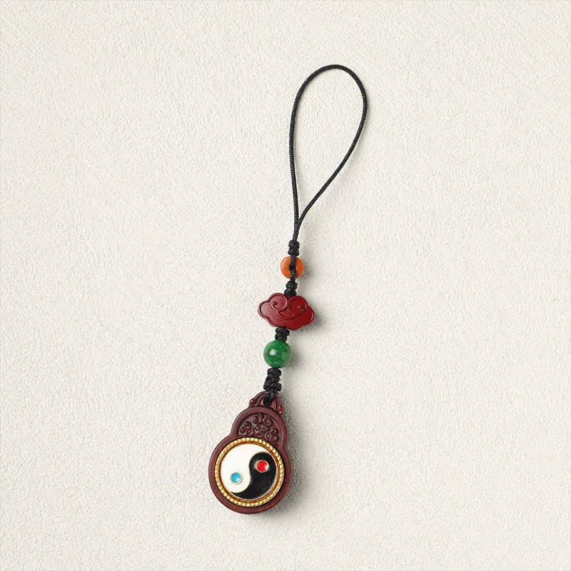Buddha Stones Zielona tykwa sandałowa Bagua Yin Yang z ochroną telefonu, dekoracja - image 19