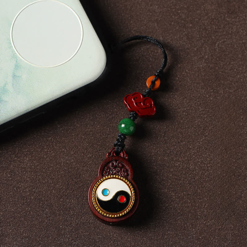 Buddha Stones Zielona tykwa sandałowa Bagua Yin Yang z ochroną telefonu, dekoracja - Palisander (ciepło ♥ współczucie) - image 17