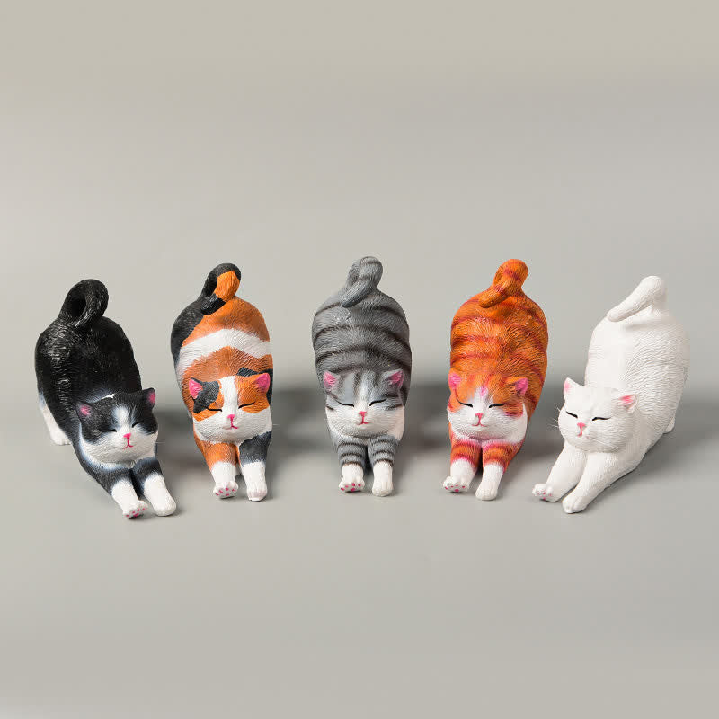 Buddha Stones Ręcznie malowana żywiczna dekoracja w kształcie leniwego kotka - image 18