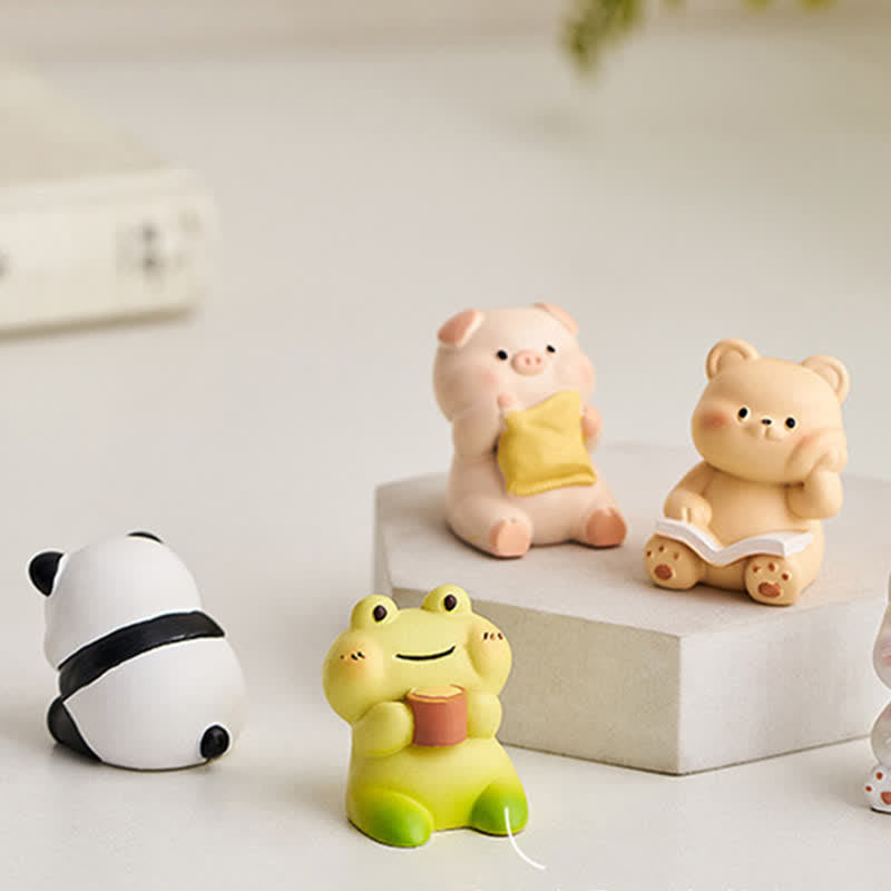 Buddha Stones Żywiczny fotel bujany w kształcie zwierzątka Kawaii, wygodny element dekoracyjny biurka - image 14