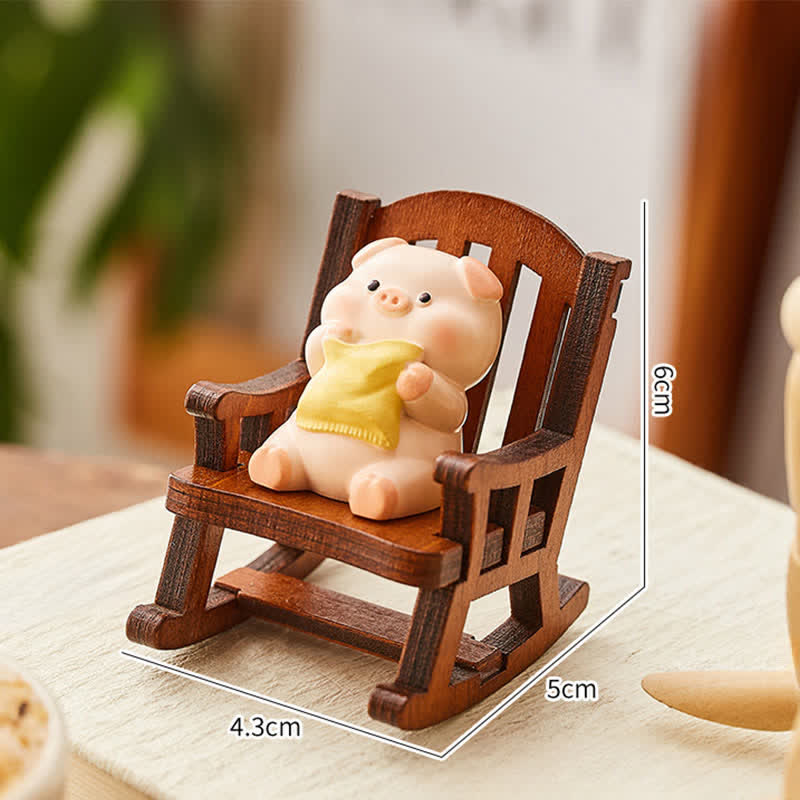 Buddha Stones Żywiczny fotel bujany w kształcie zwierzątka Kawaii, wygodny element dekoracyjny biurka - Świnia - Żywica (Ochrona ♥ Energia Stabilności) - image 12