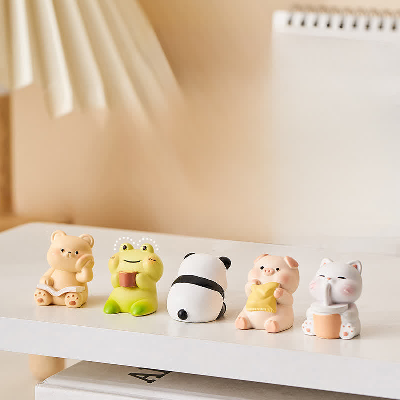 Buddha Stones Żywiczny fotel bujany w kształcie zwierzątka Kawaii, wygodny element dekoracyjny biurka - image 15