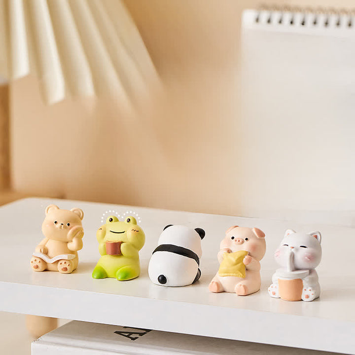 Buddha Stones Żywiczny fotel bujany w kształcie zwierzątka Kawaii, wygodny element dekoracyjny biurka - image 15