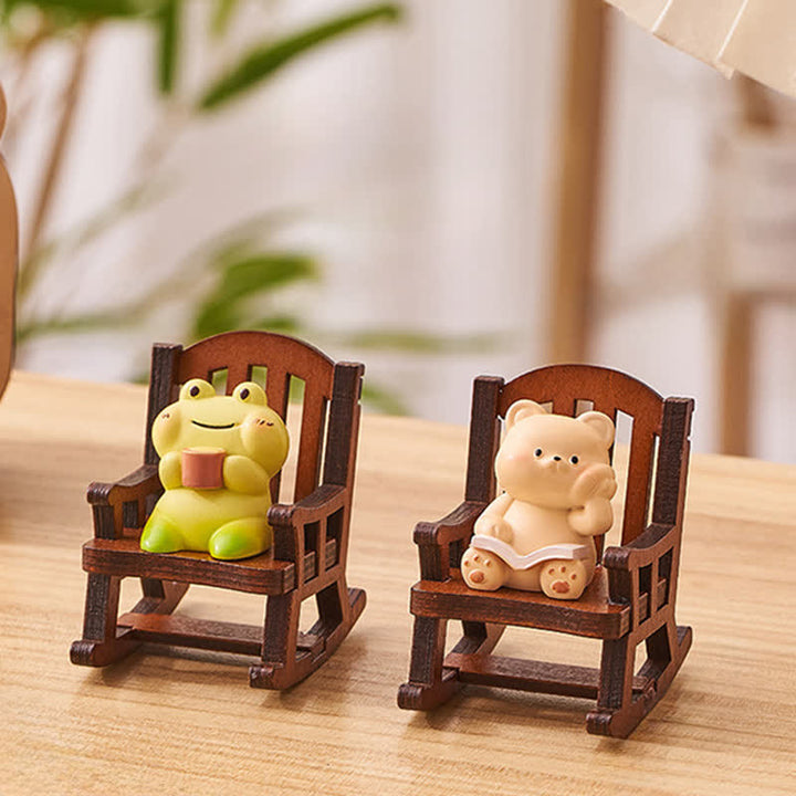 Buddha Stones Żywiczny fotel bujany w kształcie zwierzątka Kawaii, wygodny element dekoracyjny biurka - image 3