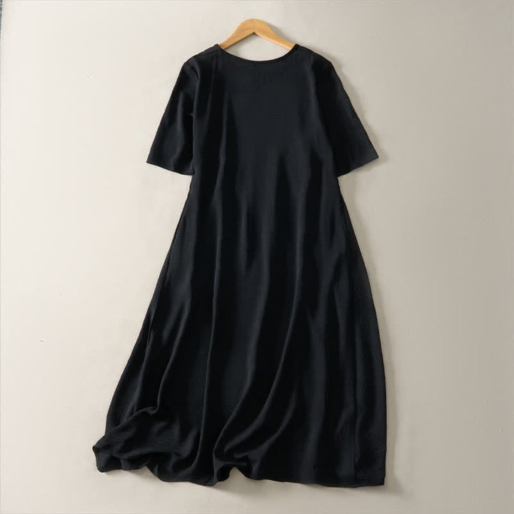 Sukienki damskie z krótkim rękawem i kieszeniami, letnie, casualowe, minimalistyczne i z jednolitym wzorem z Buddha Stones - image 9