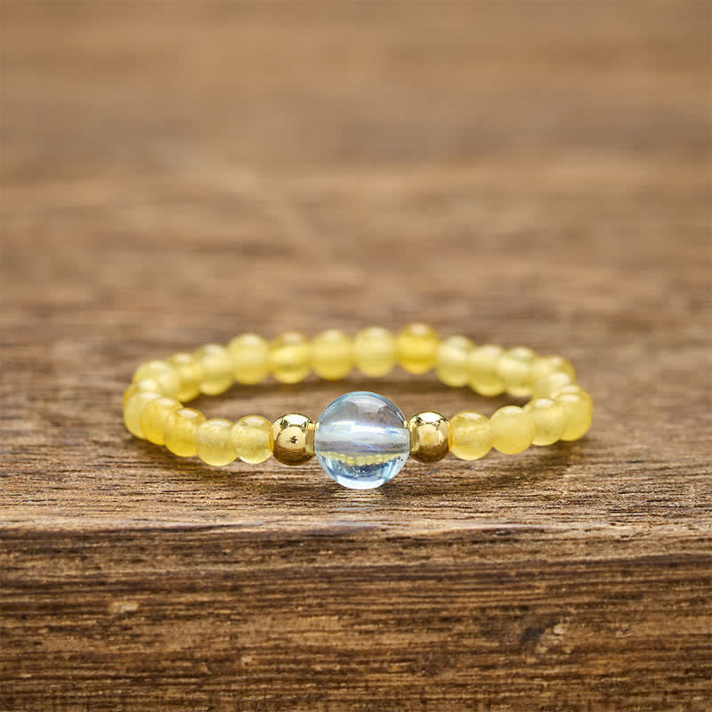 Buddha Stones 2 mm Mini koraliki naturalny rodonit akwamaryn topaz różowy kwarc uzdrawiający elastyczny pierścień - Naturalny topaz (kolor może się różnić) + naturalny akwamaryn (kolor może się różnić) (2 mm + 4 mm) - image 7