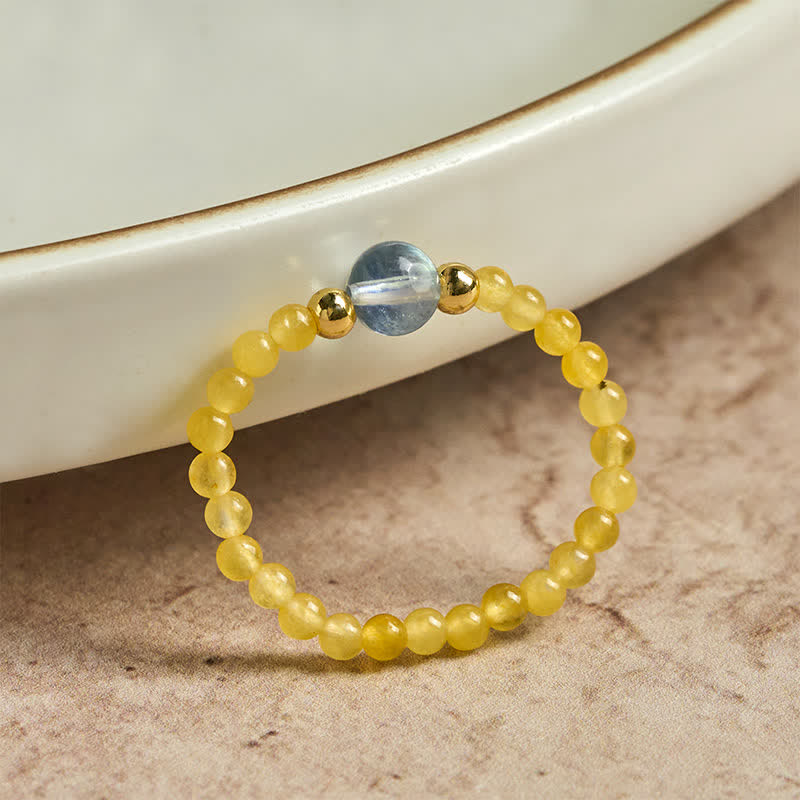 Buddha Stones 2 mm Mini koraliki naturalny rodonit akwamaryn topaz różowy kwarc uzdrawiający elastyczny pierścień - image 8