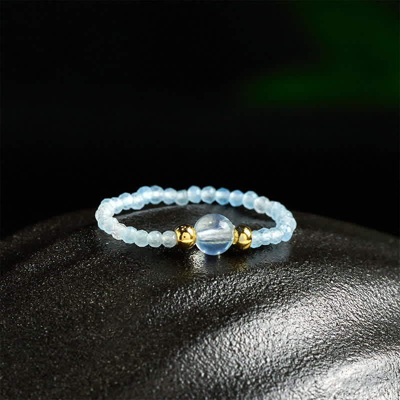 Buddha Stones 2 mm Mini koraliki naturalny rodonit akwamaryn topaz różowy kwarc uzdrawiający elastyczny pierścień - image 22