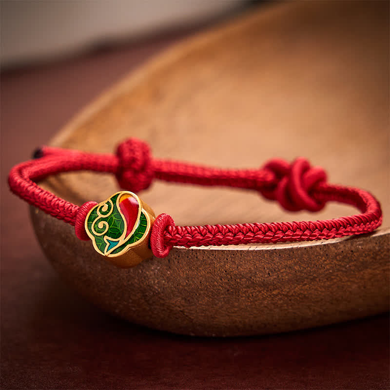 Buddha Stones Ręcznie robiona, regulowana bransoletka z podwójnego, plecionego sznurka chroniącego przed rybami Koi - image 3