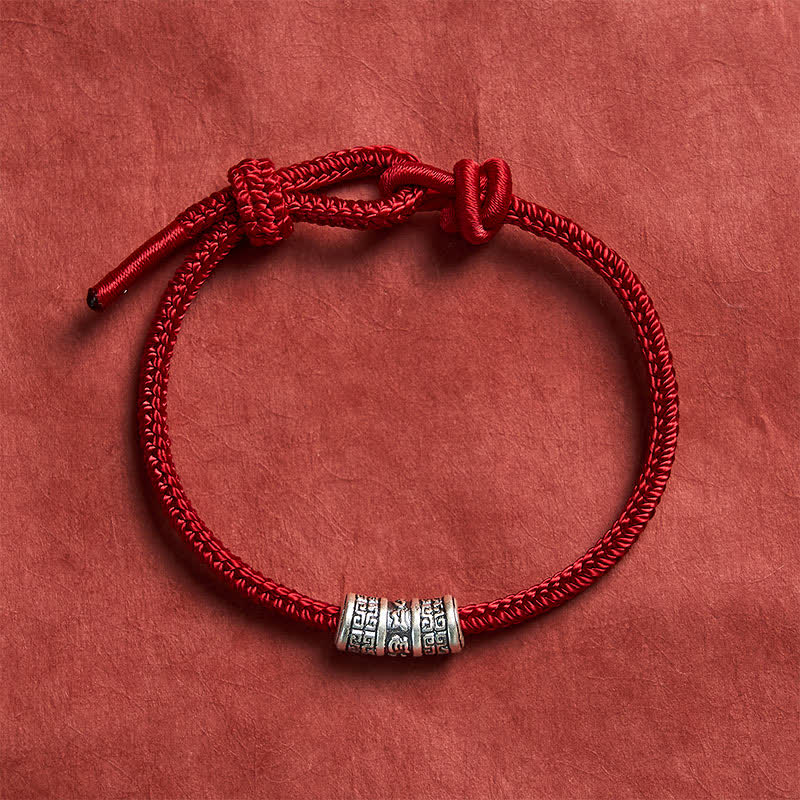 Buddha Stones Ręcznie pleciona bransoletka ochronna Om Mani Padme Hum z czerwonego sznurka - image 9
